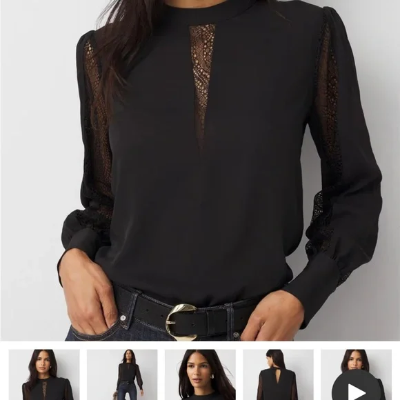 WHBM Lace and crepe blouse XL - Picture 3 of 3